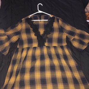 Plaid Bell sleeve Dress.